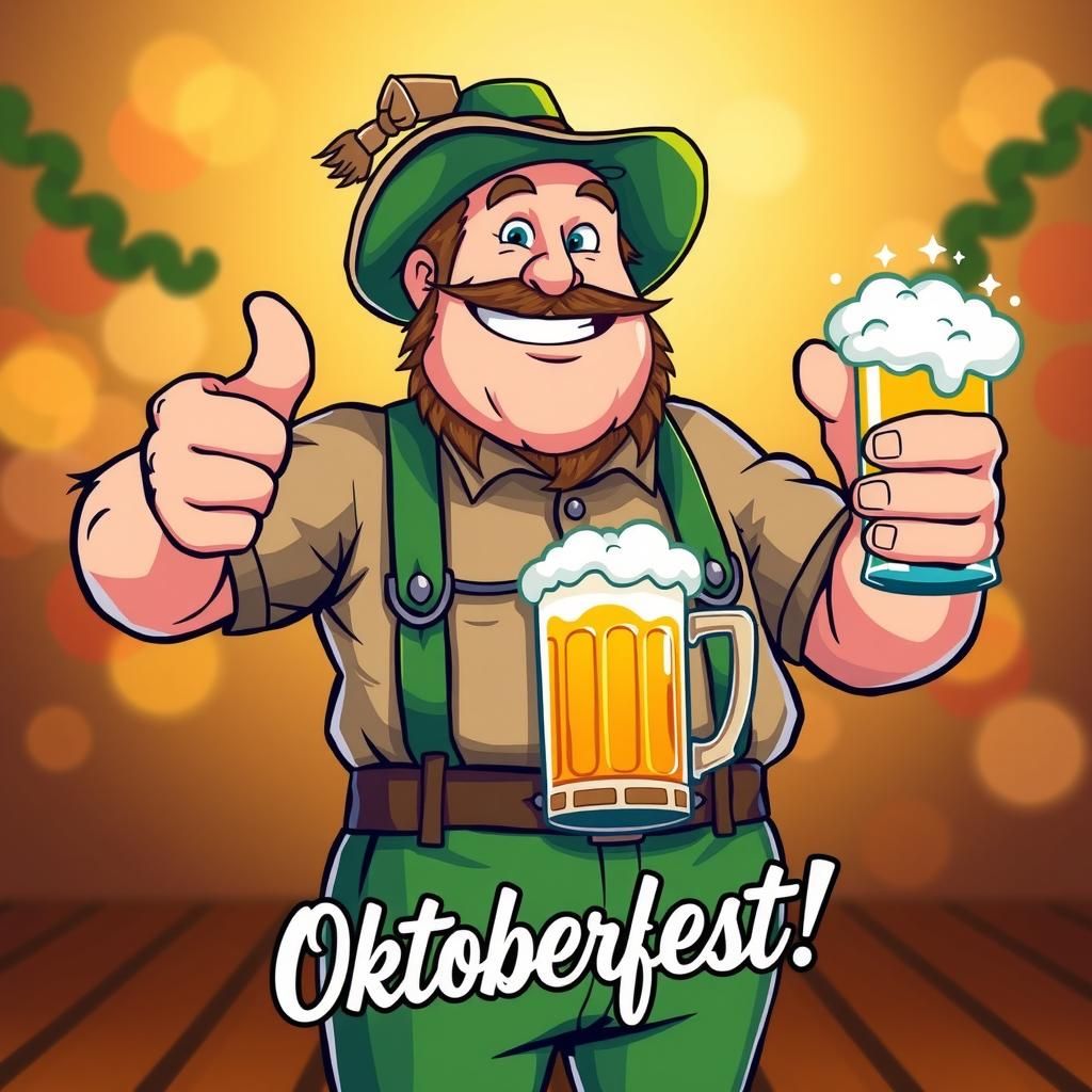Oktoberfest Man with Beer in Ash Thorp Style