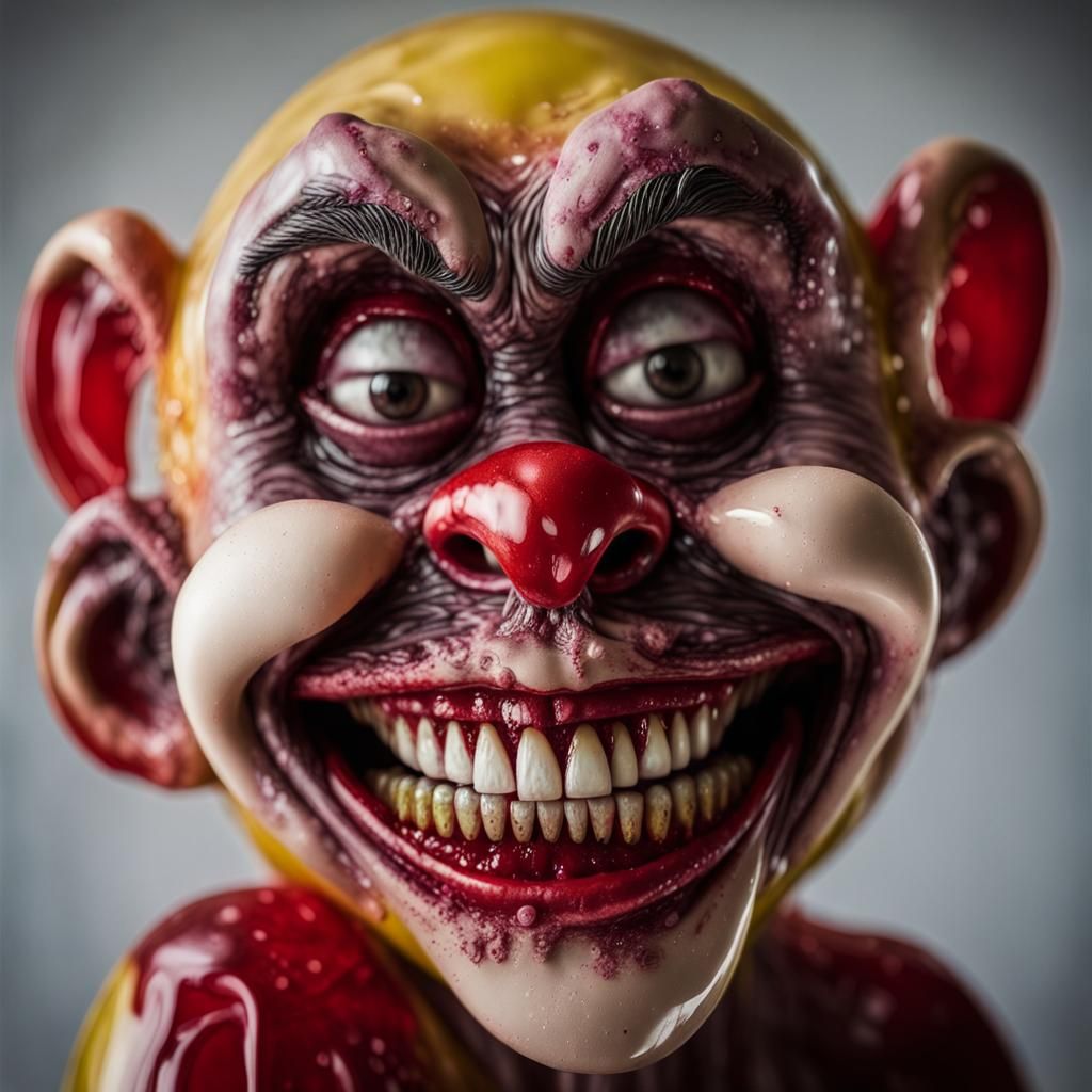 Gelatinous Zombie Monkey Clown Sculpture