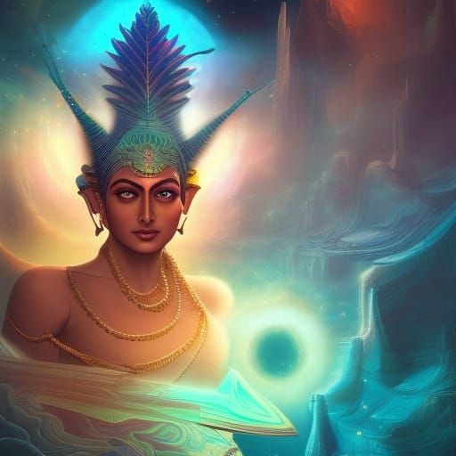 Futuristic Sci-Fi Painting of Kaṇāda in Unreal Engine