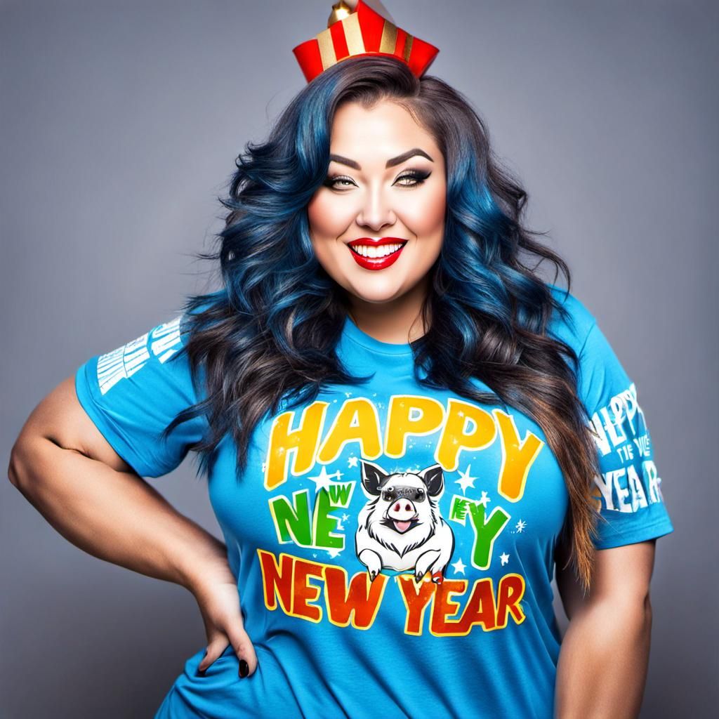 Curvy Pig Girl Celebrates New Year