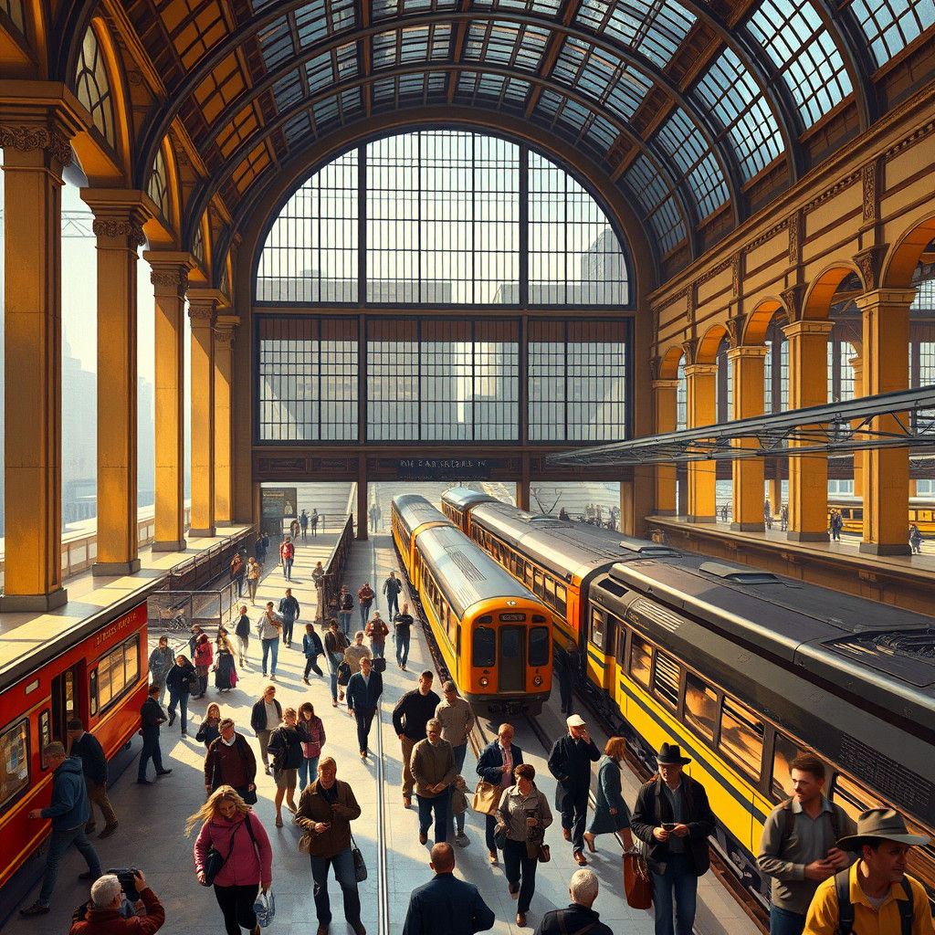 Lego Train Through Foggy Forest in Matte Painting Style