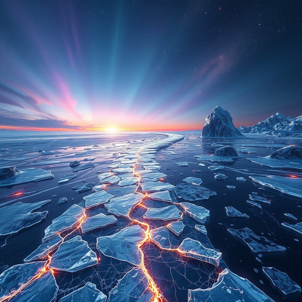 Crystal Ice Road Through Endless Shattered Realities in Vibr...