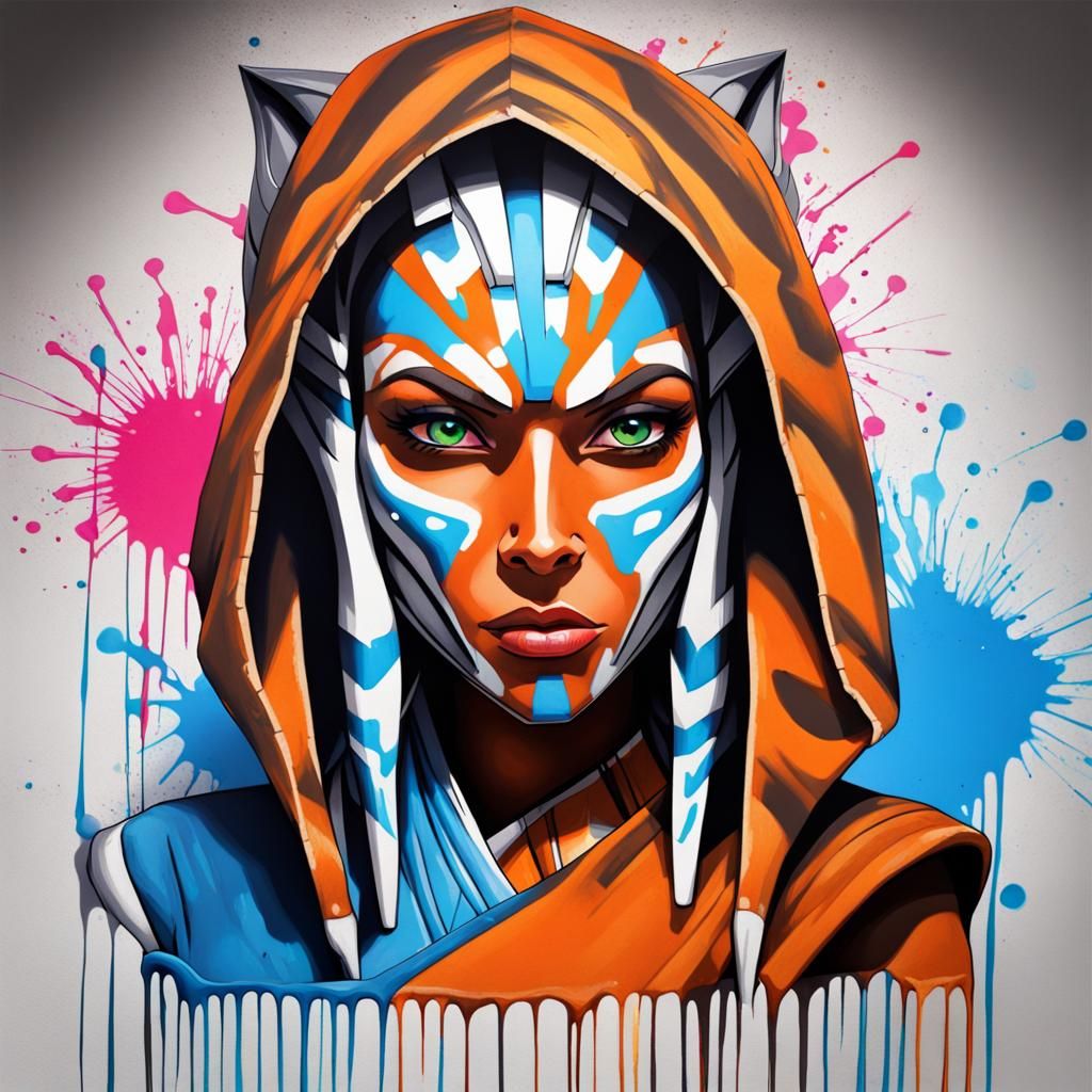 Ahsoka Tano Graffiti Art in Polychromatic Style