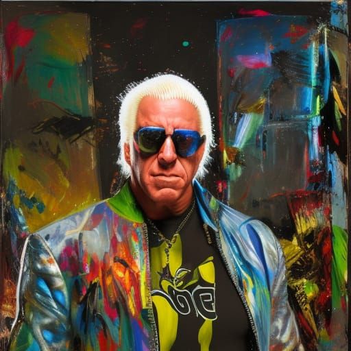 Wrestler in Funky Glasses, Oil Painting