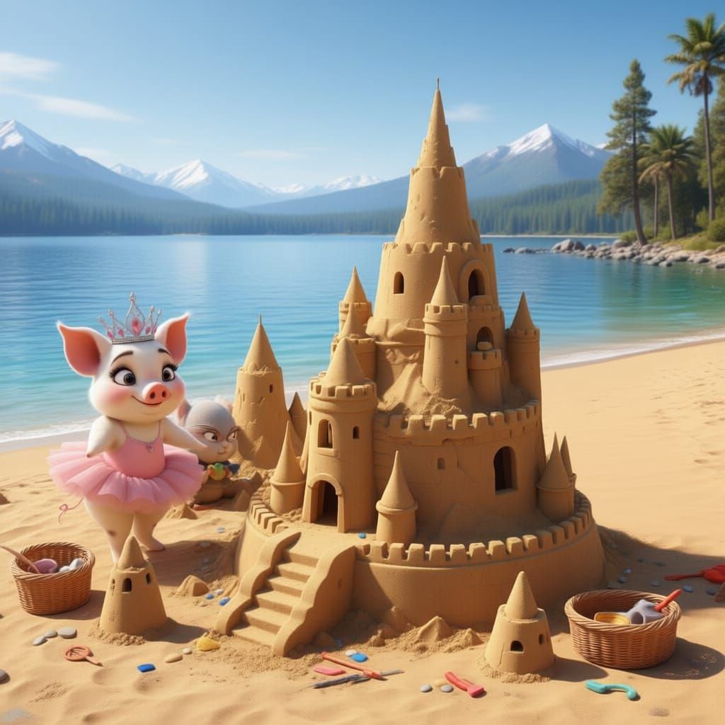 Zootopia Characters Build Sandcastle Palace on Lake Tahoe Sh...