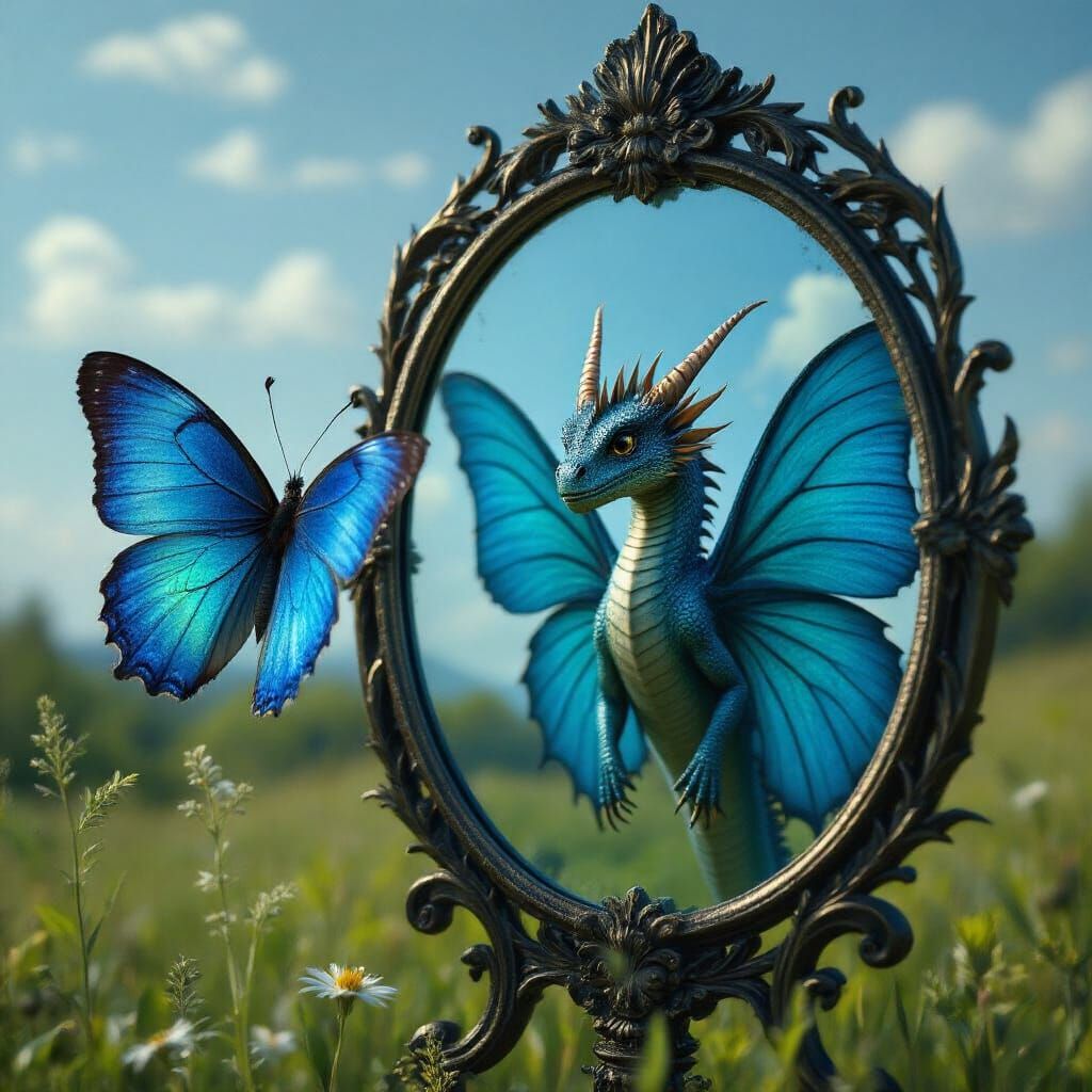 Butterfly's Draconic Reflection in Magical Mirror