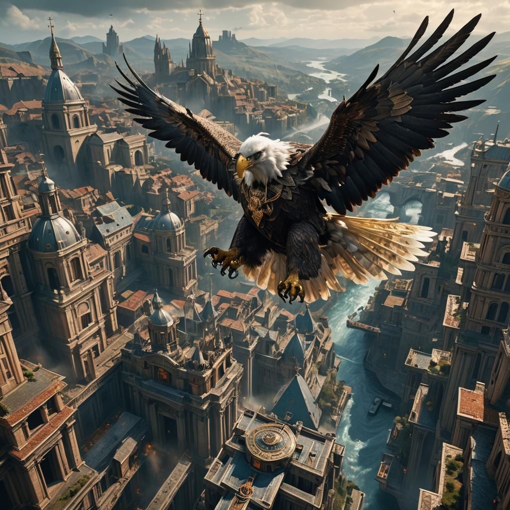 Pope Piloting A15 Eagle: Detailed Matte Painting