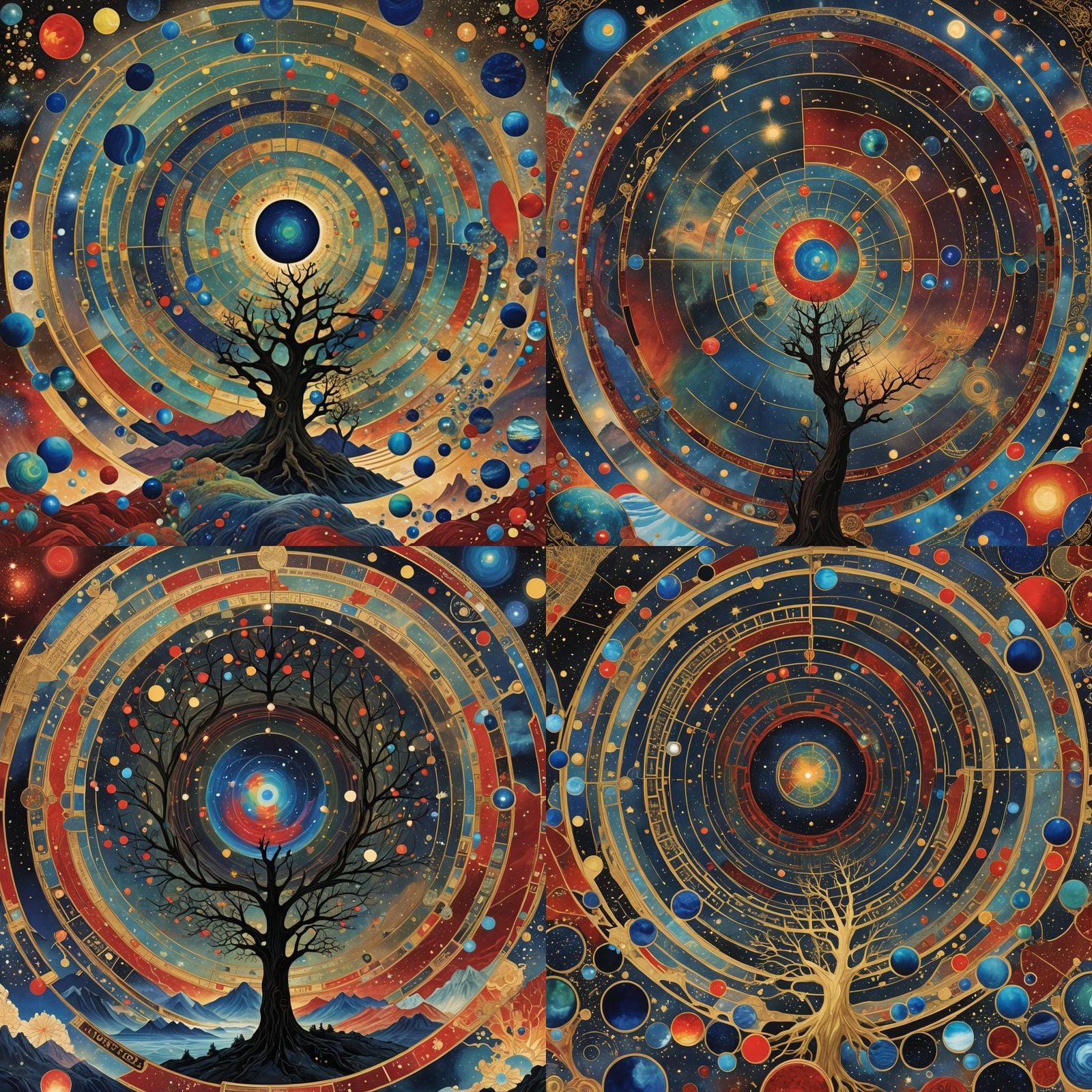 Cosmic Radar with Aurora Borealis in Serigraph Style