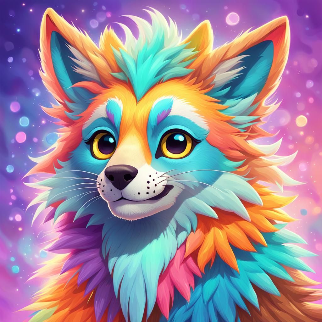 Whimsical Animal Jam Character in Pastel Hues