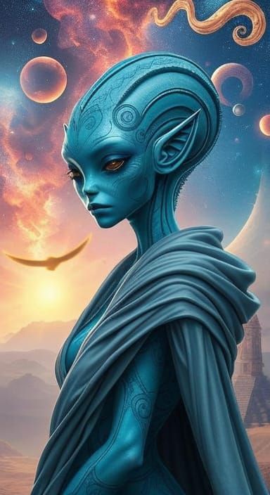 Iridescent Alien Queen of the Cosmos