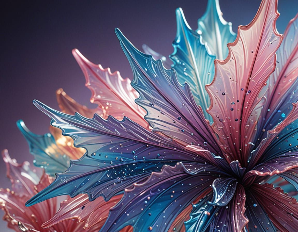 Ethereal Glass Sculpture of Evening Sky with Vibrant Stars