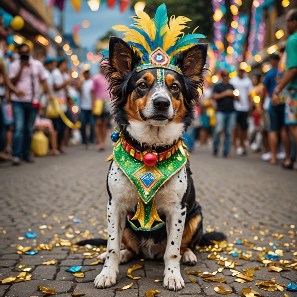 Brazilian Carnival Dog in Sharp Focus