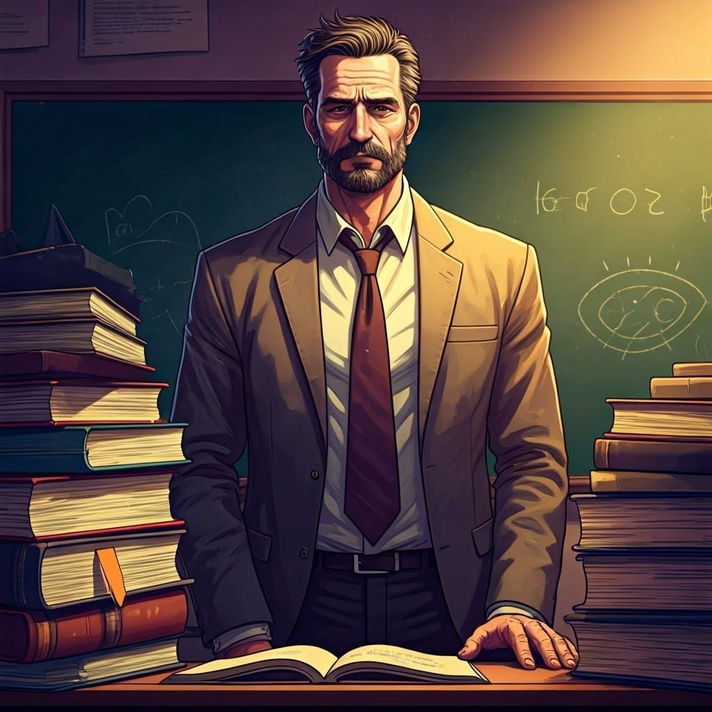 English Teacher in Anime Style Classroom