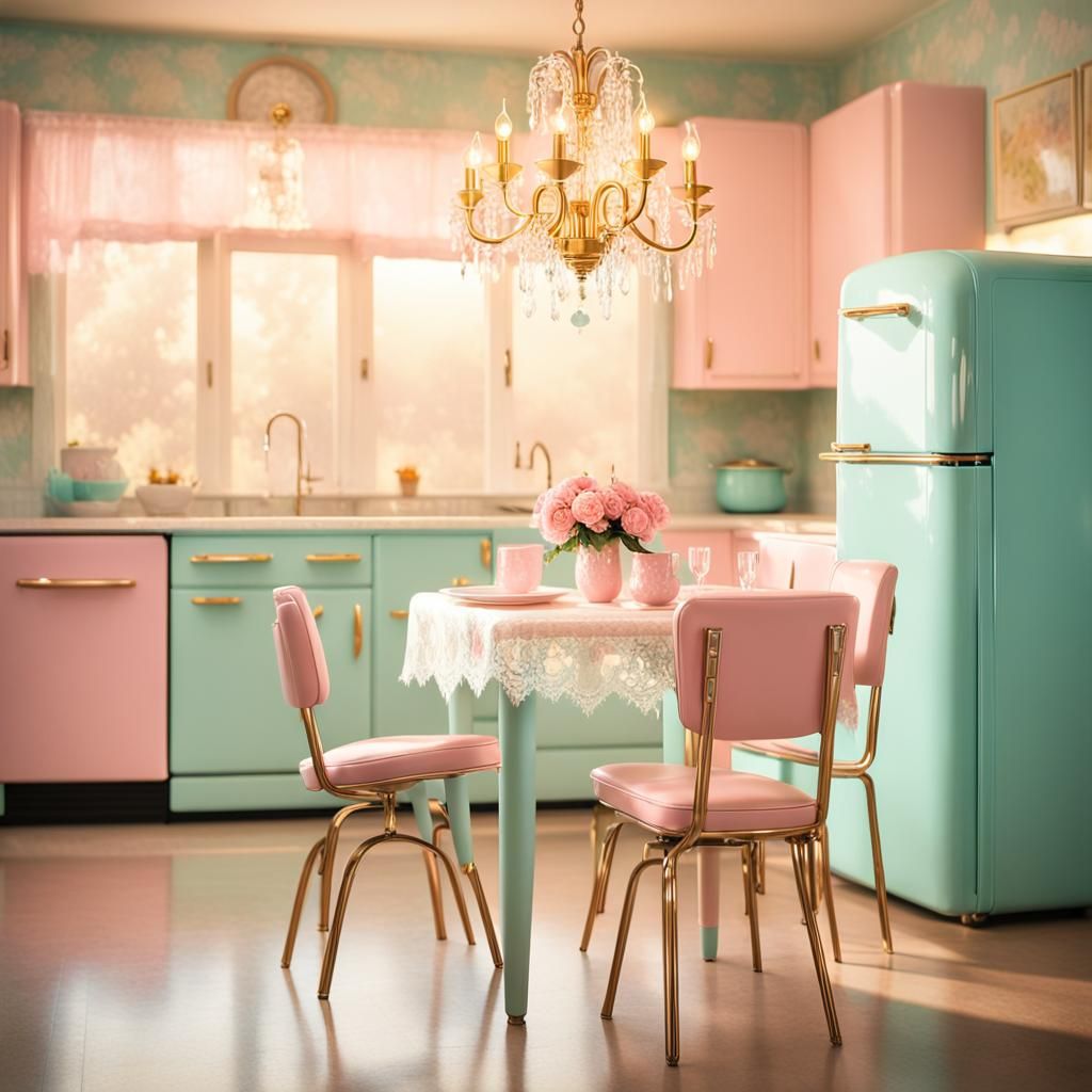 Retro 50s Kitchen in Soft Focus Impressionism