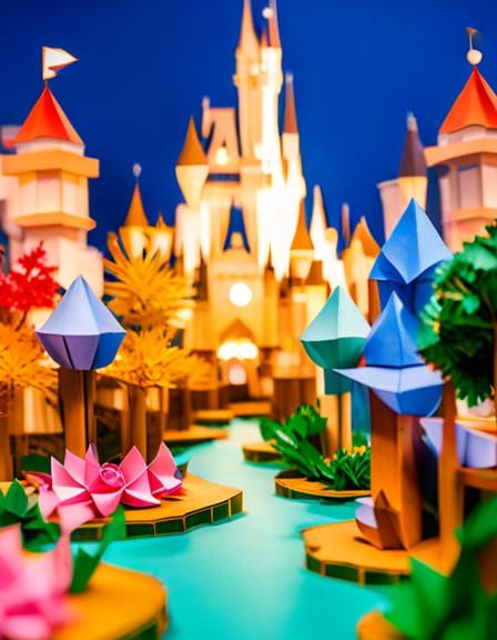 Paper Origami Disneyland Model