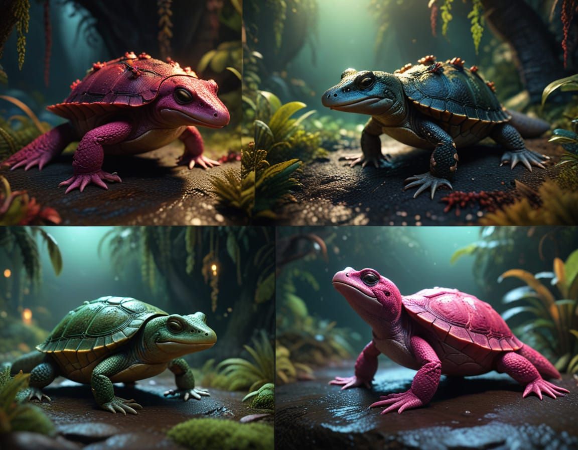 Fantastical Creature Assembly in Vibrant, Detailed Art