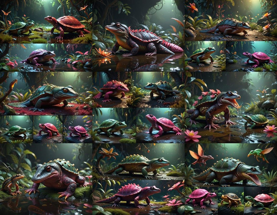 Fantastical Hyrbid Creature in a Vibrant, Surreal World