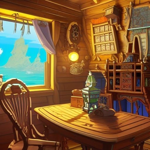 Pirate Captain's Cabin in Pixar Style