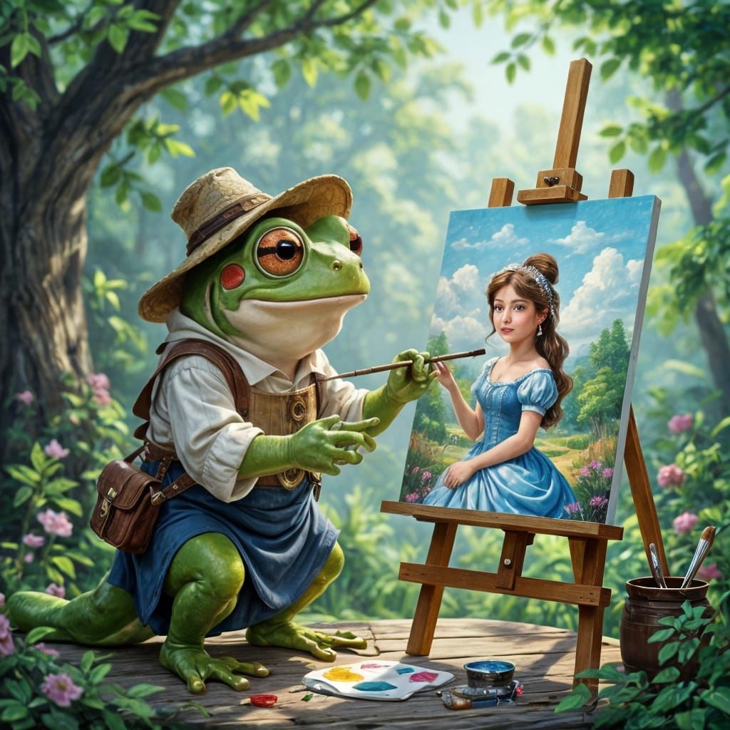 Tree Frog Painting Disney Princess, Fantasy Art