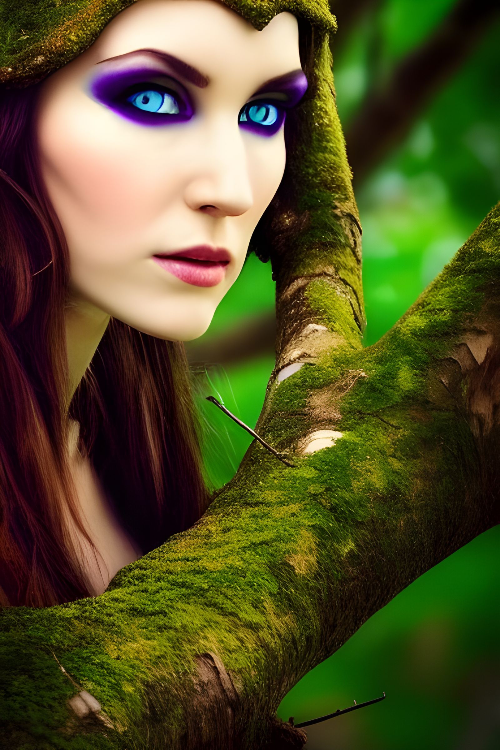 Stunning Elven Princess Leaning Against Tree