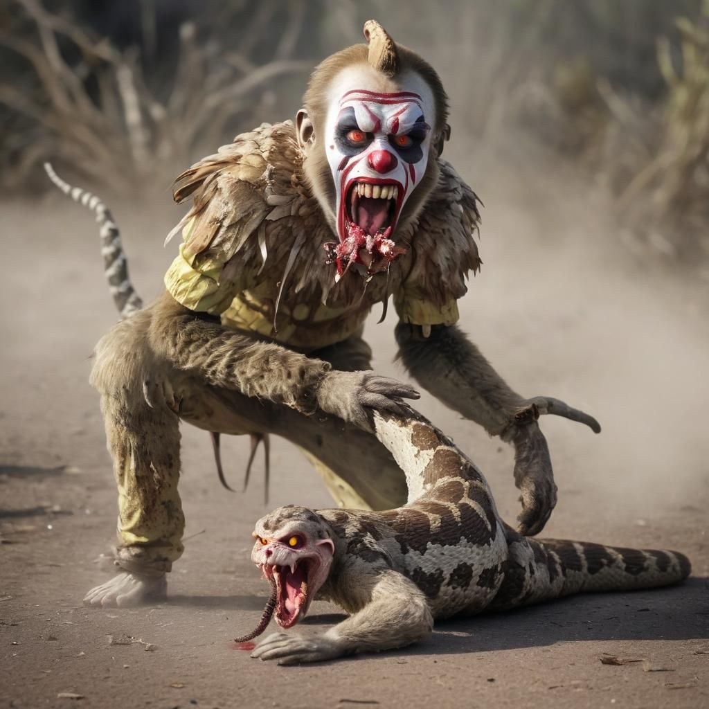 Zombie Monkey Clown vs Rattlesnake