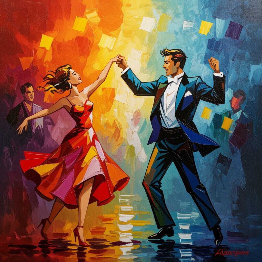 Ominous Action Painting of Lively, Cheerful Strokes