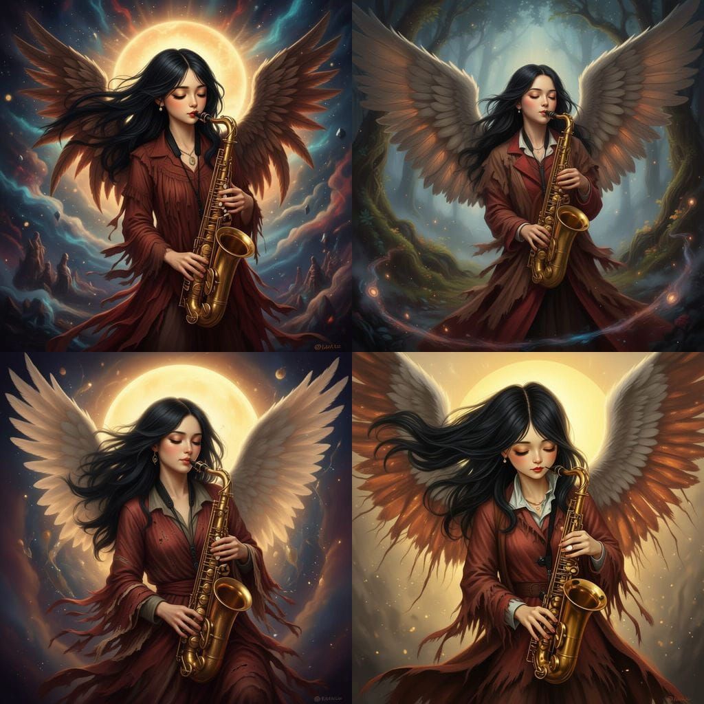 Angel Musician in Magical Realm, Photorealistic Style