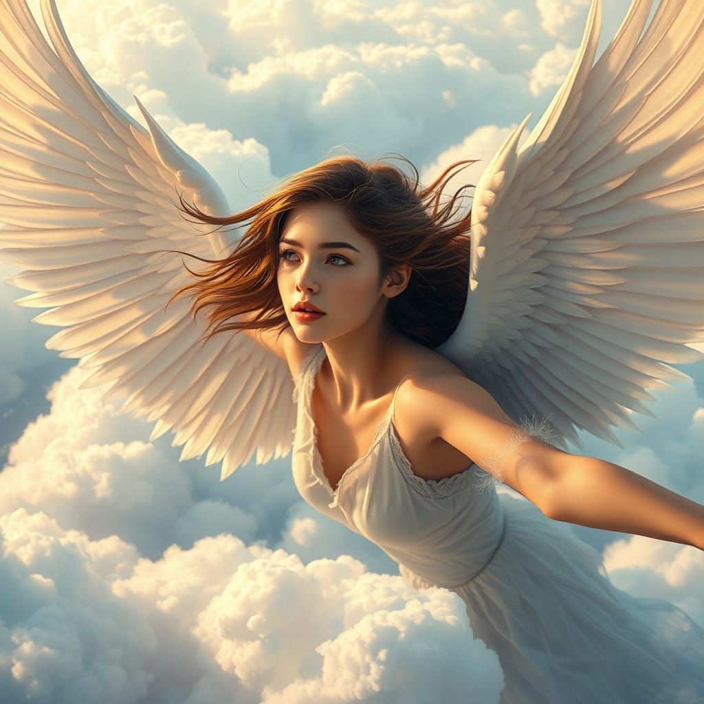 Spreading my wings behind me and flying amidst white clouds!