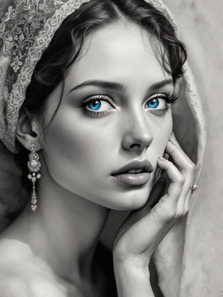 Ethereal 1950s Pin-Up in Silverpoint