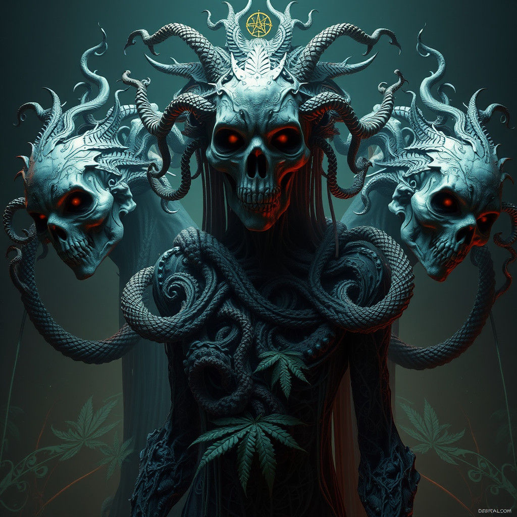 Mystical Cannabis Characters in Gothic Conceptual Art