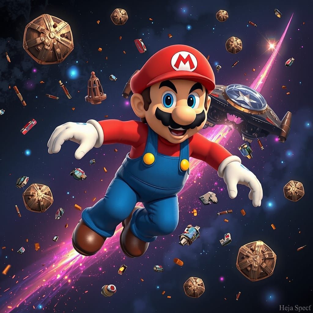 Super Mario's Epic Warp Star Journey Through Space Junk Gala...
