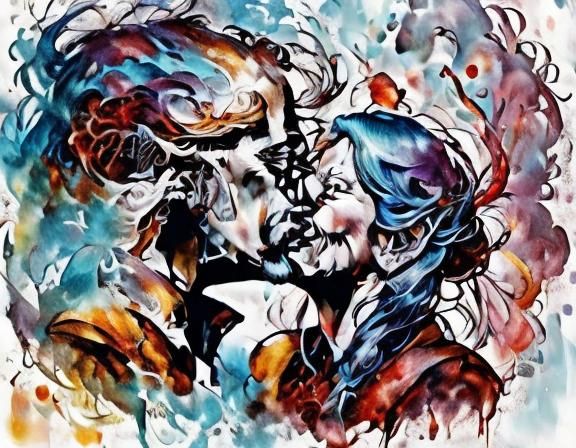 Fantasy Elves Kissing in a Vibrant Style