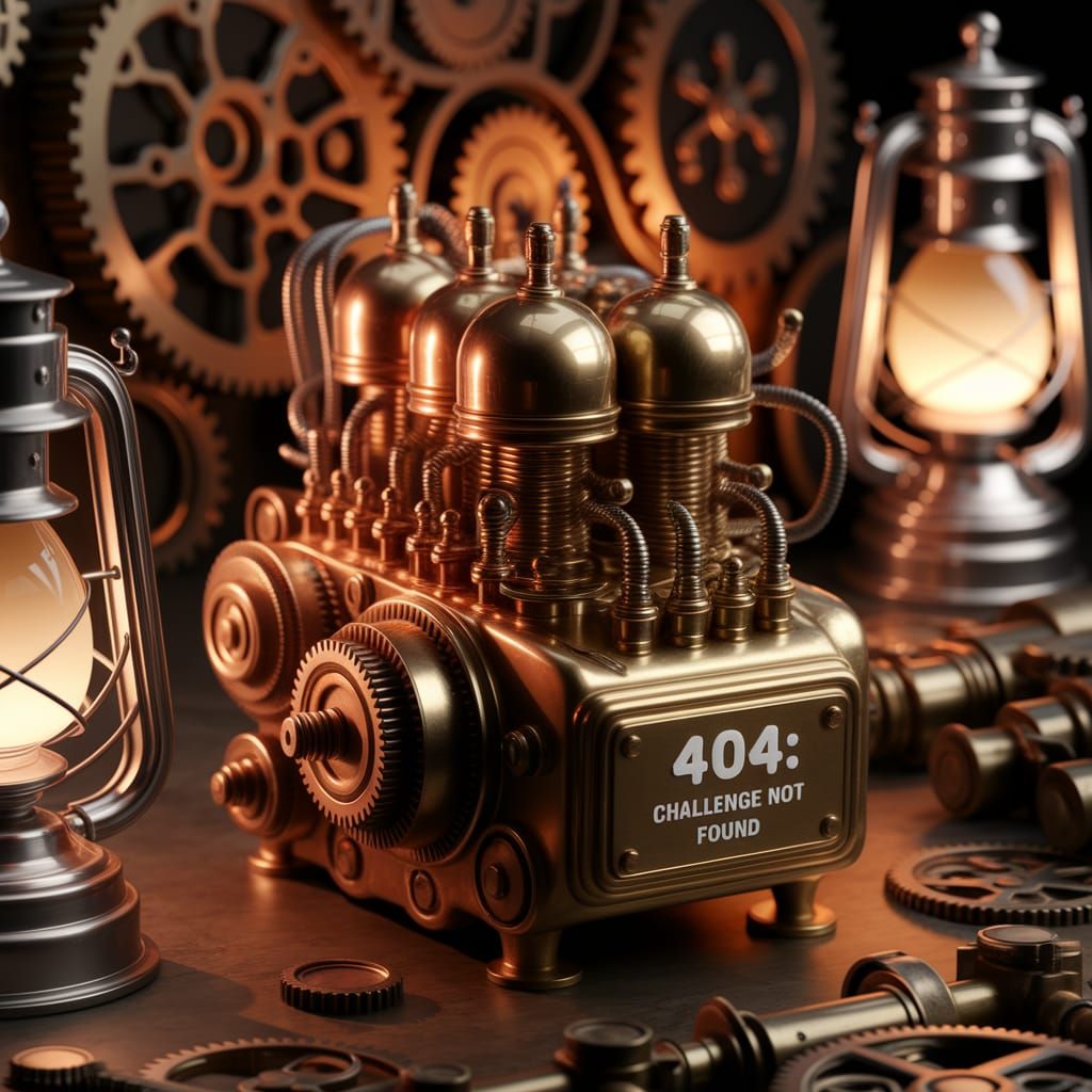 Steampunk Engine in a Bustling Workshop