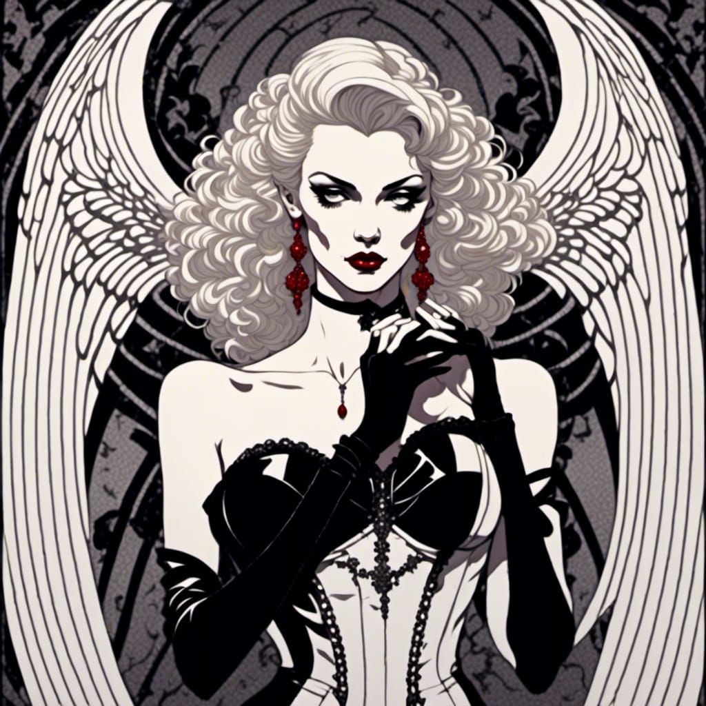 Gothic Glamour Portrait in Nagel Style