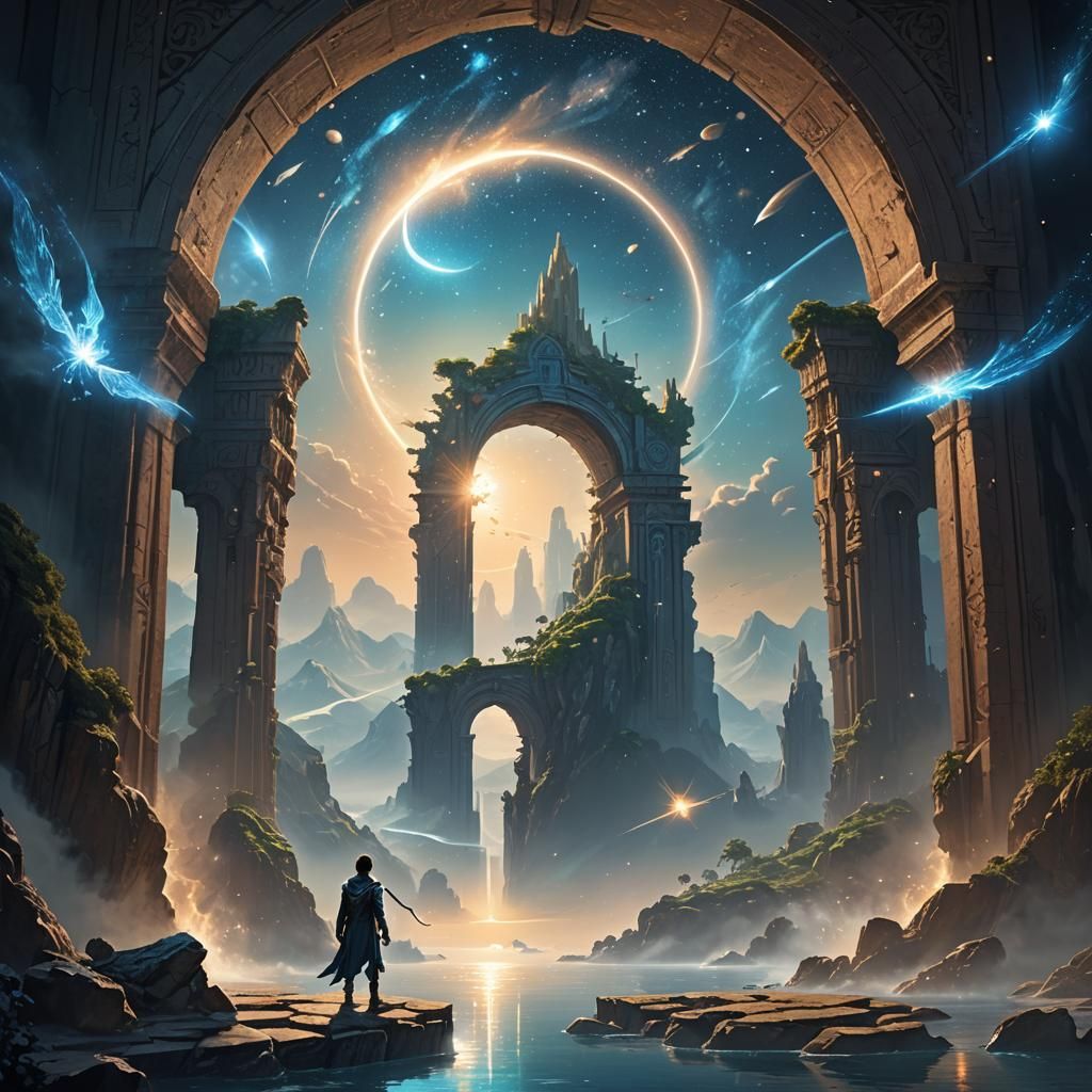 Mystical Archway to Fantasy Realm: Detailed Matte Painting