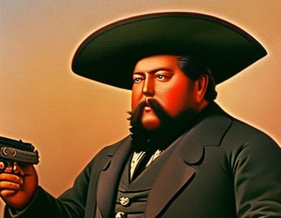 Mexican Gunslinger with Sombrero, 19th Century Style