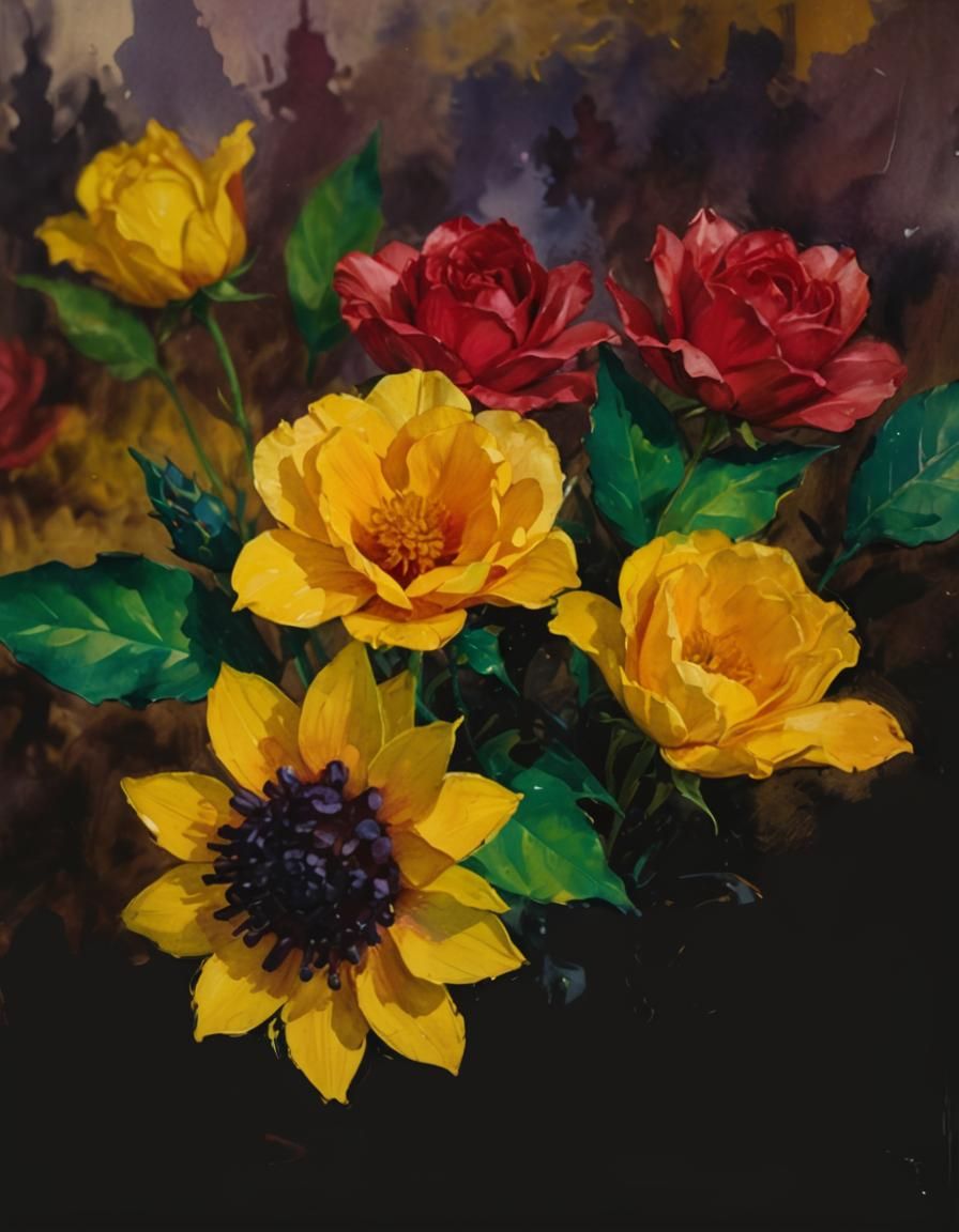 Impressionist Gouache Painting on Canvas in 8k