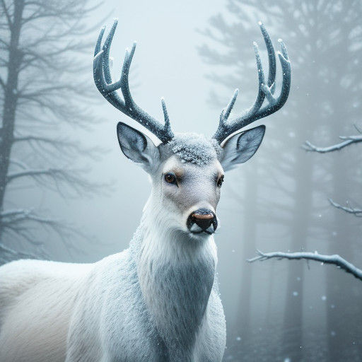 Majestic Deer Amidst Winter Wonderland
