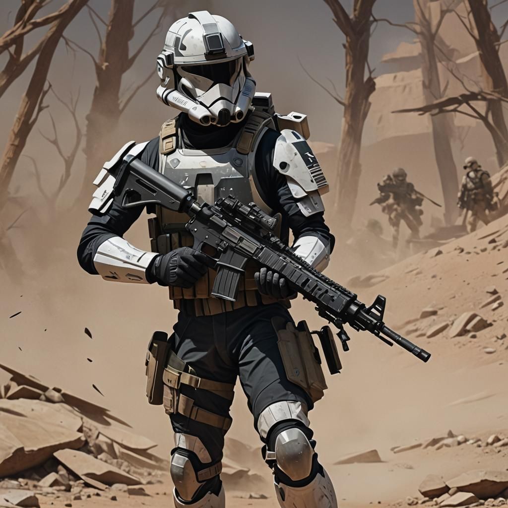 Futuristic US Soldier Blends Star Wars Clone Trooper Aesthet...