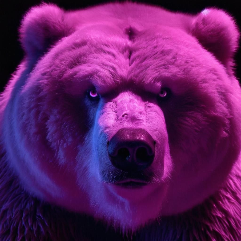 Ultraviolet Close-Up: Cynical Kodiak Bear in Plum Lightning