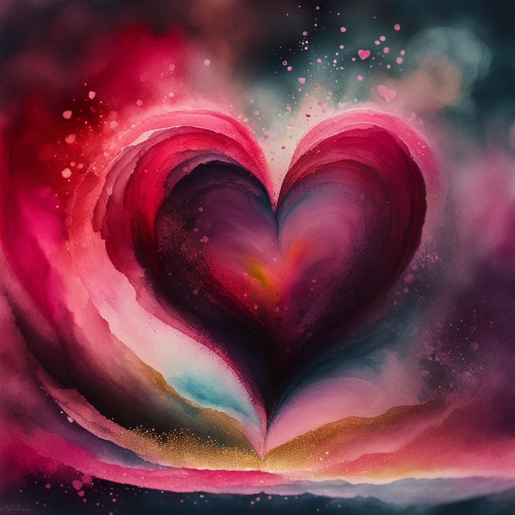 Dreamy Watercolor Heart in Soft Pink Aura
