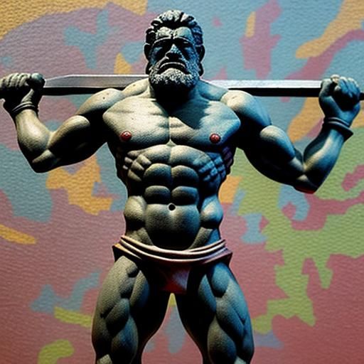 Fauvist Dwarf Berserker Portrait with Axe