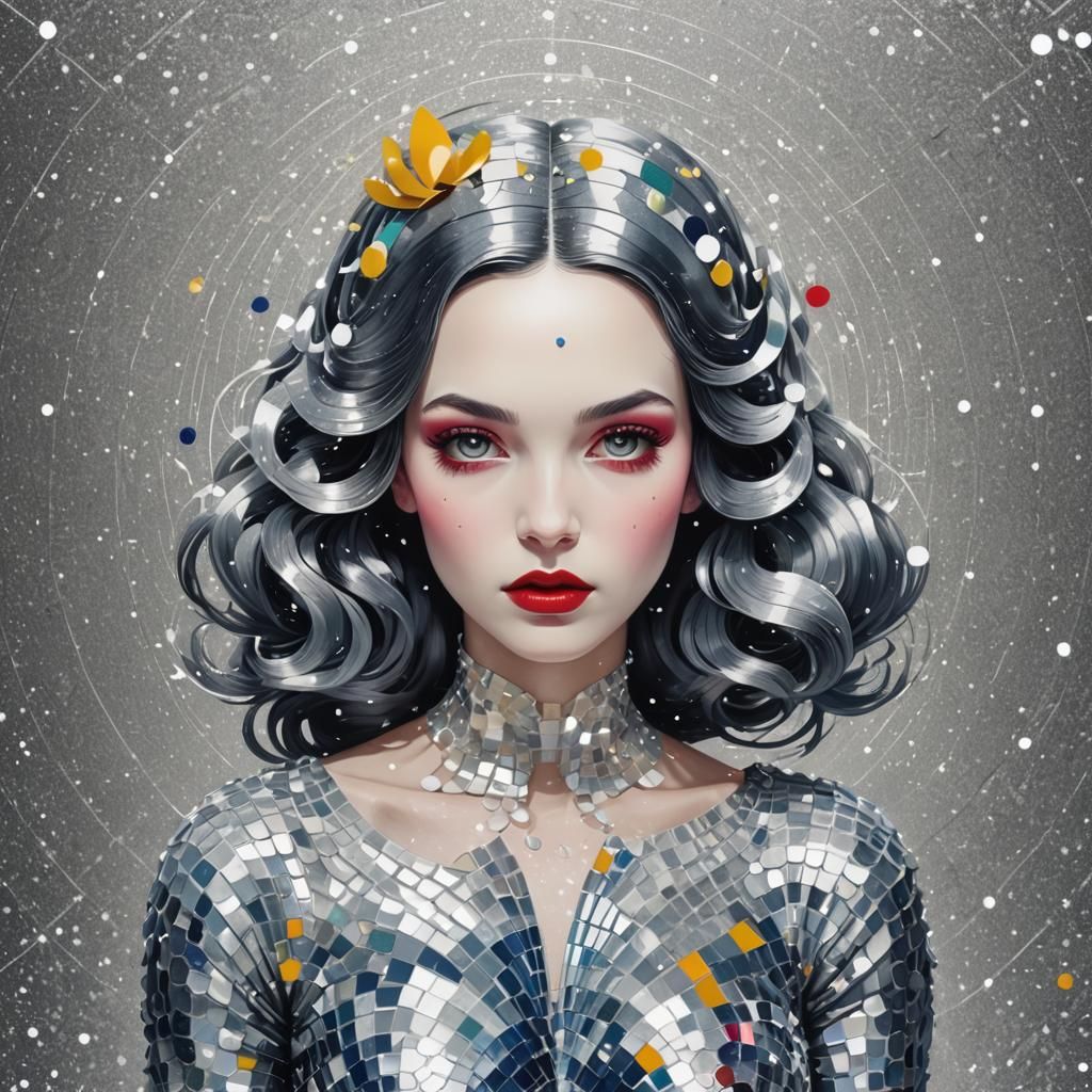 Snow White Space Mermaid in Pop Art Style