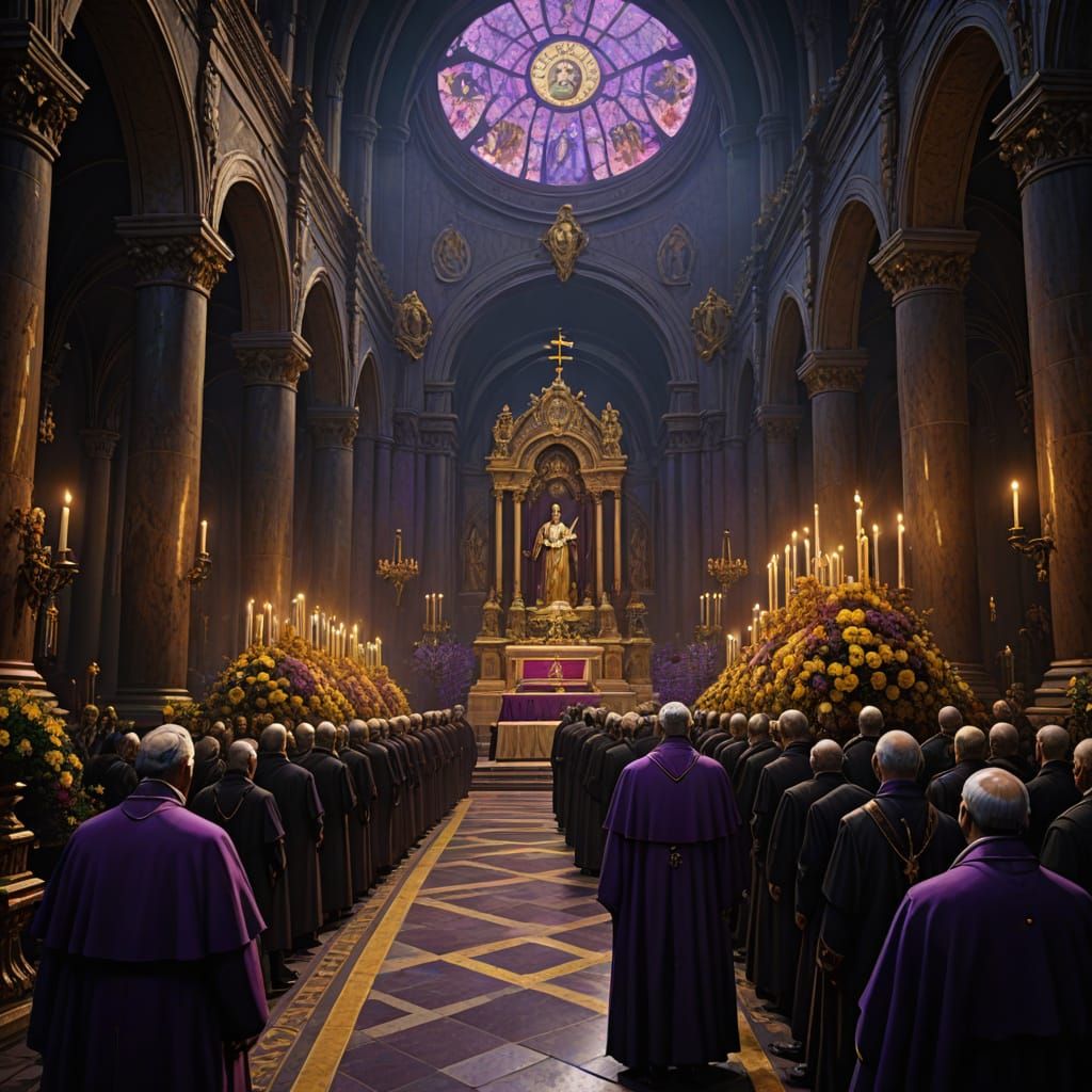 Papal Funeral in Dark Fantasy Style