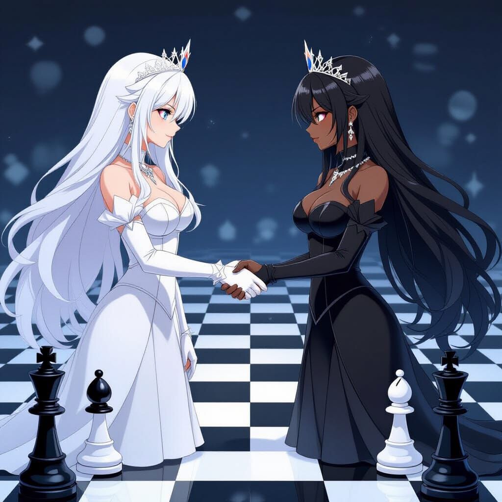 Two Queens Face Off on Giant Chessboard in Semi-Realistic St...