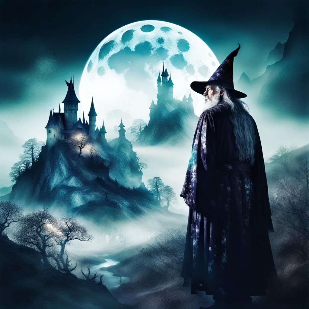 Dark Fantasy Wizard in Double Exposure