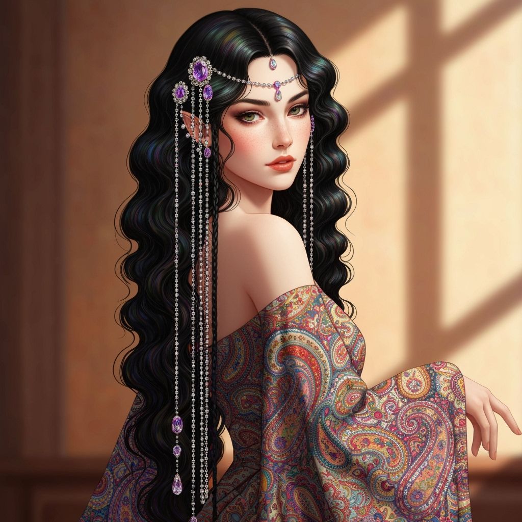 Gemstone Braids: Portrait in Art Nouveau Style