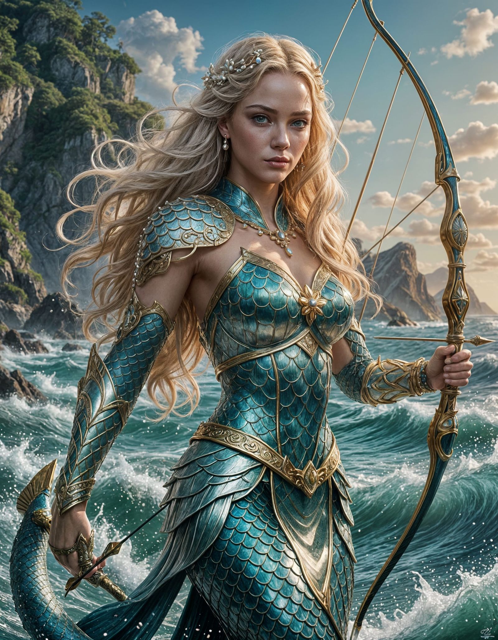 Pearl: Mermaid Warrior with Aquatic Bow