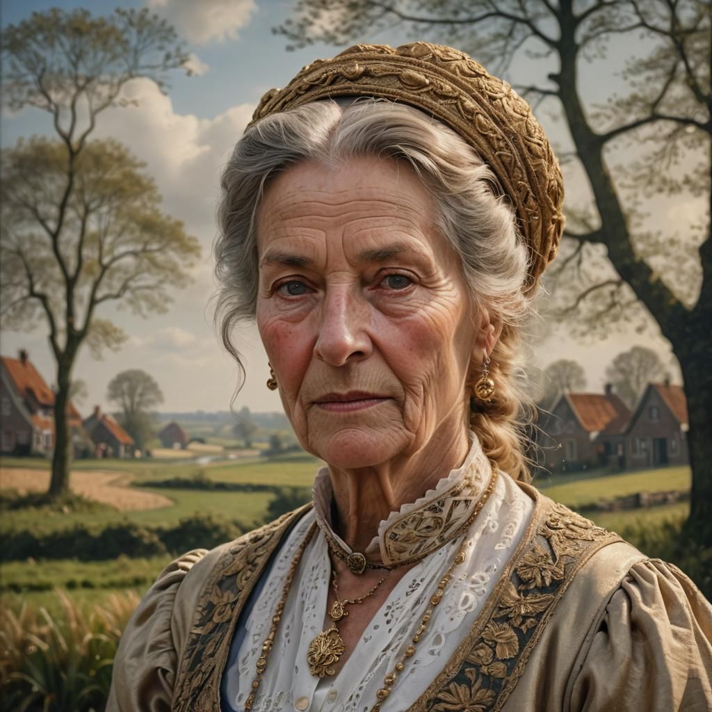 Dutch Golden Age Portrait of Woman in Landscape