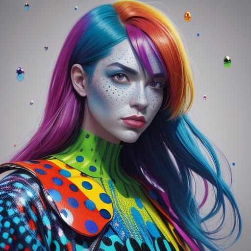 Colorful Polka Dot Portrait in Splash Art Style